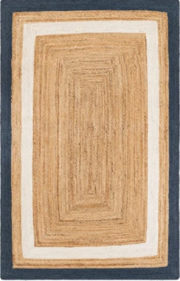 Jute Rug Carpet Handmade Rectangle Farmhouse Rug Home Runner Living Room - Image 1 of 4