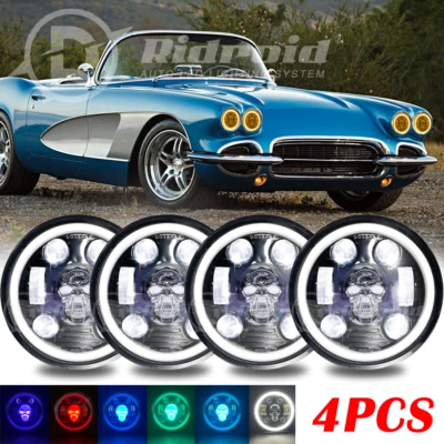 4 piezas 5,75" 5-3/4 pulgadas faros LED RGB anillo halo para Chevy Chevelle 1964-1970 Foto 1 de 4