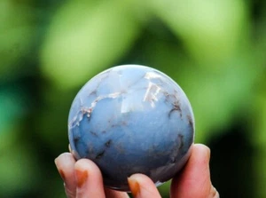 Natural Blue Angelite 60MM Metaphysical Aura Healing Stone Power Sphere Ball - Picture 1 of 10