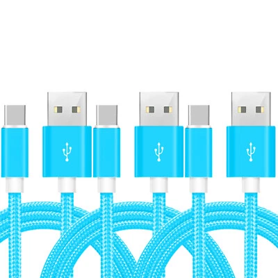 3 Pack Braided USB C Type-C Fast Charging Data Sync Charger Cable Cord 3 6 10 FT - Image 1 of 4