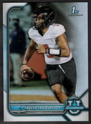 2022 Taulia Tagovailoa Bowman 1st Football Silver Prospects Rookie RC Maryland - Image 1 of 2