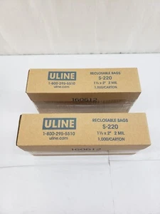 New LOT OF 2 BOX Single Track Zipper Reclosable Bags 1 1/2 x 2" Total 2000 Bags - Picture 1 of 1