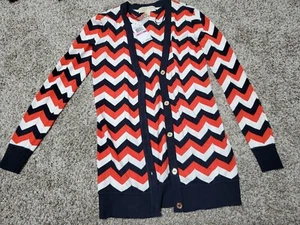 Michael Kors cardigan women New Navy XXS Extra Small Stripe Orange Blue $125 - Picture 1 of 5