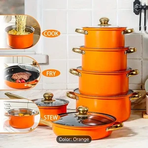 12tlg Edelstahl Topfset, Antihaft Topfset, Hitzebeständig, Bratpfanne - Bild 1 von 10