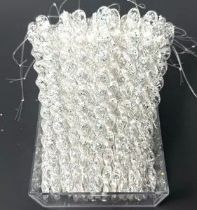 Vtg Icicle Ornaments Glitter Twist Acrylic Christmas 5.25” Crystal Clear Set 78 - Picture 1 of 13