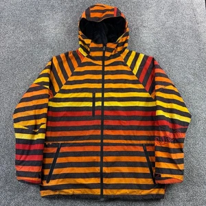 Burton Launch Jacket Mens Large Red Striped Nylon Snow Ski Snowboard Waterproof - Picture 1 of 7