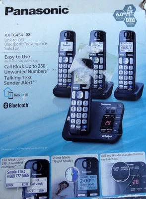 Panasonic KX-TG454 SK Bluetooth 4 Handset Phone Digital Answering Machine - Image 1 of 4