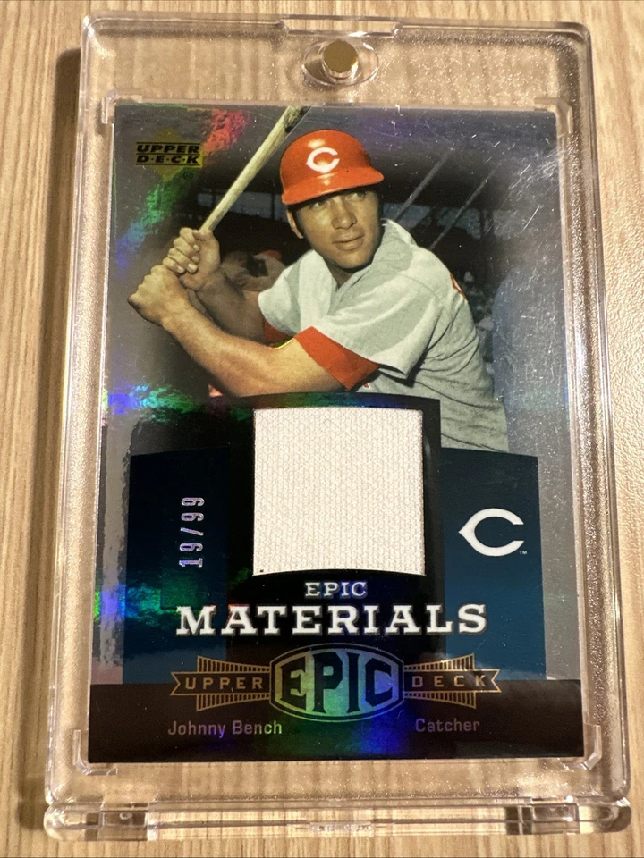 2006 UPPER DECK 蓝色 EPIC 材料球衣 JOHNNY BENCH #EM-JB2 名人堂红色 19/99 — 第 1/3 张图片