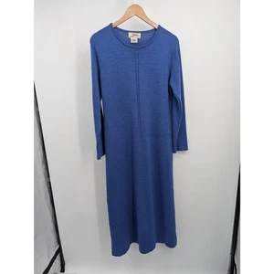 Millar Womens 100% Pure New Wool Knit Midi Dress Size M Made in Ireland Blue - Picture 1 of 5