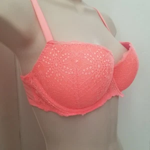 Victoria's Secret PINK Brand Orange Lace Bra Underwire Boosted SZ 36C - Picture 1 of 11