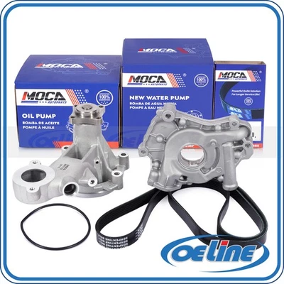 Oil Pump 4-Bolt Pulley Flange Water Pump w/ Belt for 2015-2017 Ford F-150 5.0L Foto 1 de 4