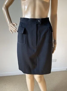 Ann Taylor Loft Black 100% Wool Skirt Pockets Zipper Button Close Fully Lined 6 - Picture 1 of 12