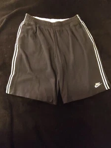 Vintage 00s Nike Cotton Shorts Youth XL (18-20) Black/White Embroidered Logo - Picture 1 of 18