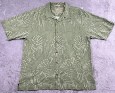 Camisa de seda Tommy Bahama para hombre XL verde hoja hawaiana estampado por todas partes Beach Resort Foto 1 de 4