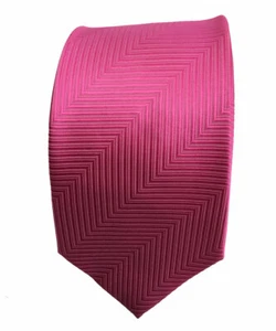 Men's Hot Pink Solid Color Zigzag Tie - Picture 1 of 11