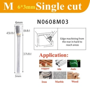 6mm Tungsten Burrs Carbide Rotary Burr Bit Set Shank 1/8" Single Cutting Carving - Picture 1 of 3