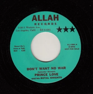 Rock Funk 7 Inch Vinyl Prince Love Don’t Want No War  The Stomp Allah Records - Imagen 1 de 3