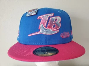 HOT RARE New Era x Big League Chew Tampa Bay Rays LE Pin Fitted Hat Size 7 3/8 - Picture 1 of 6