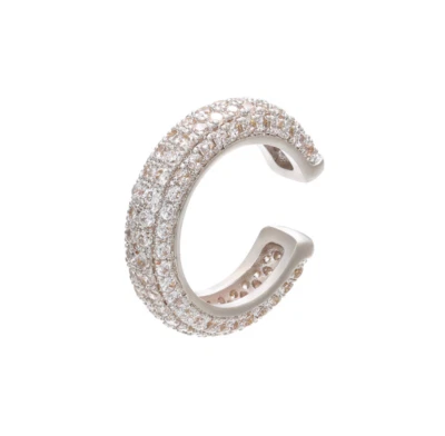 Pendientes brazalete oreja micro pavé circonita cúbica enchapados en oro plateado banda ancha 1 pieza para mujer niña I72 Foto 1 de 4