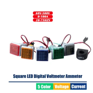 Square LED Digital Voltmeter Ammeter Voltage Current Meter AC 60-500V 0-100A - Picture 1 of 14