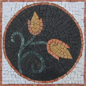 Mosaico Mármol Colorido Flor INSERTAR Diseño 12x12 Pulgadas - Imagen 1 de 1
