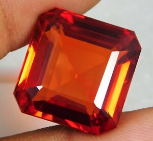 Certified 38.10 Ct Natural Mexican Fire Opal Square Cut Loose Gemstone