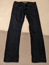 Mens BURBERRY BRIT Sz 32/32 Dark Indigo Blue Button Fly Straight Jeans 