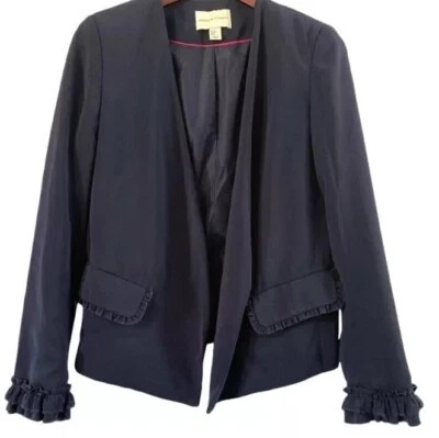 Blazer Adrienne Vittadini azul marino con volantes extra pequeño. XS Foto 1 de 4