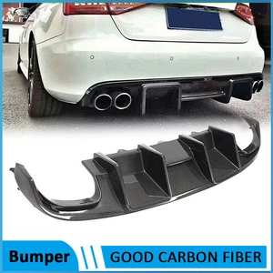 For Audi S4 B8 A4 S LINE 2008-2012 Real Carbon Rear Bumper Diffuser Lip Spoiler - Picture 1 of 12