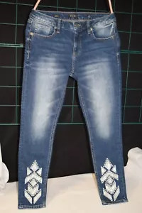 "Jeans da donna skinny alla caviglia Miss Me taglia 27 ricamati 26"" X 26" - Foto 1 di 6