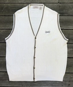 Vintage IZOD Golf Men Sleeveless Sweater Vest Cable Knit Size XL Hong Kong - Picture 1 of 9