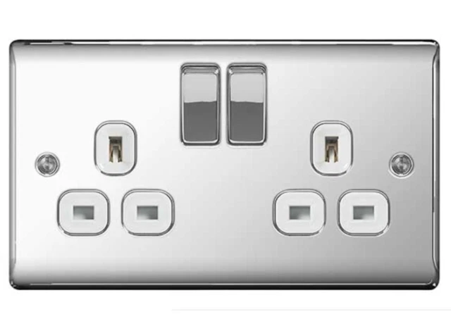 BG Nexus 2 Gang Switch Socket - Polished Chrome