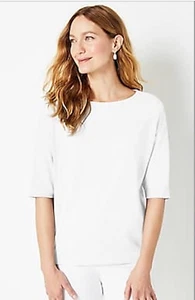 J.Jill ~ M ~ NEW Relaxed Boat-Neck Seamed Top ~ White ~ NWT(1C7) - Picture 1 of 4