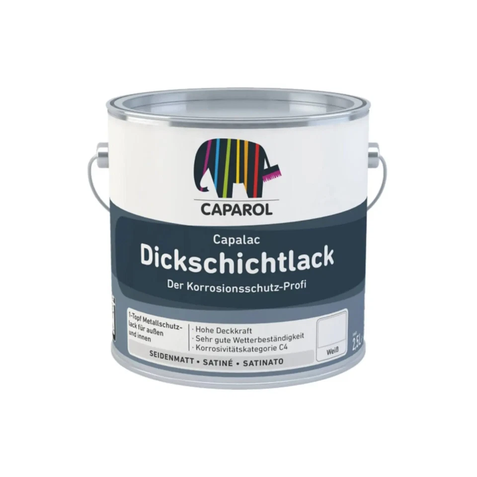 Caparol Capalac Dickschichtlack Korrosionsschutz Seidenmatt weiß 750ml oder 2,5L - Bild 1 von 1