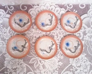6 - Takito Dragon Ware Moriage Saucers 4 3/8"  1940s-1960s in GUC  - Picture 1 of 4