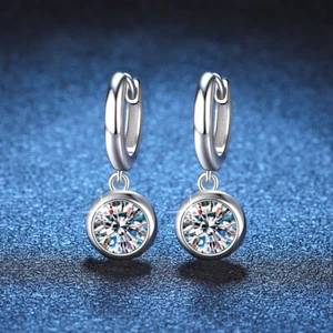 2ct Moissanite Bubble Drop Earrings for Women 925 Sterling Silver Pass Tester - Picture 1 of 9