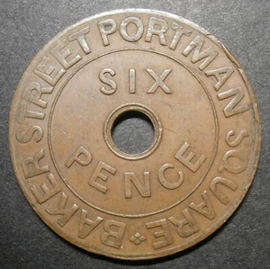 Exhibition pass / token - Madame Tussaud London sixpence - Cokayne ticket W.1042 - Picture 1 of 4