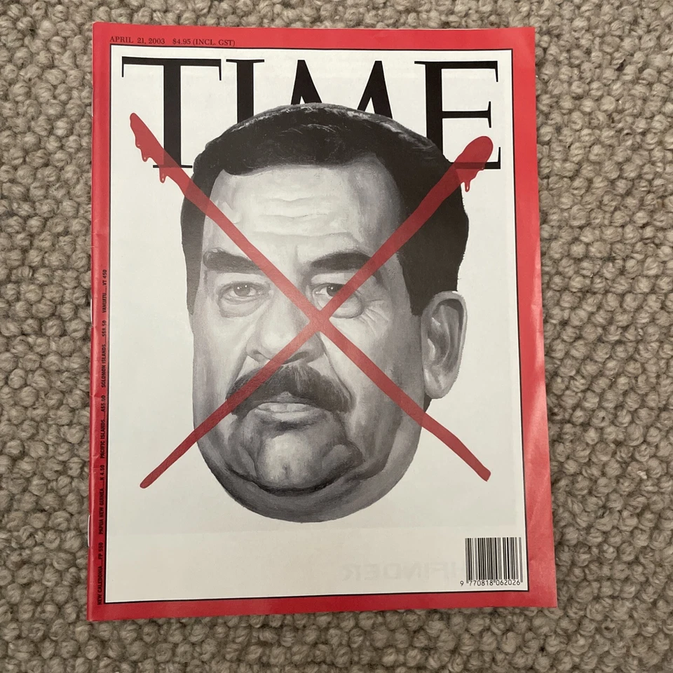 Time Magazine April 2003 Saddam Hussein Red X Iraq Bush Gulf War - NO LABEL VG - Image 1 of 2
