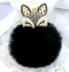 Entzückendes Kätzchen KATZE schwarz PUFF Strass TASCHE CHARM Ansteck SCHLÜSSELRING Schlüsselanhänger - Bild 1 von 11