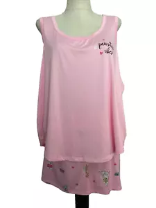 JOYSPUN SLEEPWEAR SHORTY SET Pink Dogs Tank & Shorts Sz L* - Picture 1 of 9