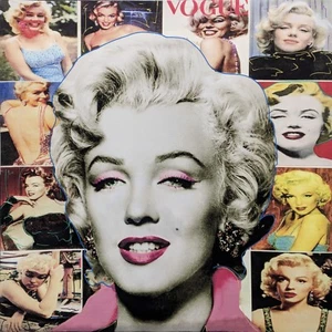 STEVE KAUFMAN "POP MARILYN COLLAGE - WHITE HAIR" | UNIQUE PAINTED CANVAS 45X45" - Picture 1 of 3