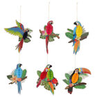 Décorations colorées en nid d'abeille perroquet - 6 pièces oiseaux tropicaux suspendus