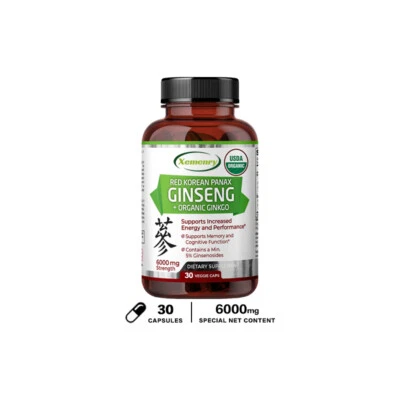 Red Korean Panax Ginseng + Organic Ginkgo - Testosterone Booster, Men's Health - Image 1 of 4