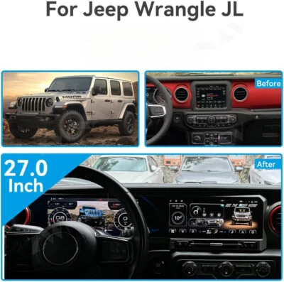 27'' Car Stereo Radio Android Navigation 8+128GB For 2018-2022 Jeep Wrangler JL - Image 1 of 4