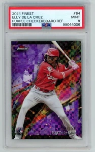 Elly De La Cruz 2024 Topps Finest RC Viola Rifrattore a scacchiera /150 PSA 9 64 - Foto 1 di 2