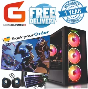 Gaming PC COMPUTER BUNDLE Core i7 16GB 480GB + 2TB RTX 3050 Win10 22" - Picture 1 of 11