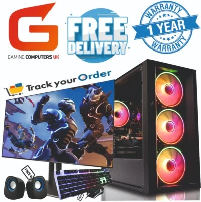 Gaming PC COMPUTER BUNDLE Core i7 16GB 480GB + 2TB RTX 3050 Win10 22" - Image 1 of 4