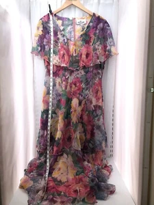 Vestido Vintage Cattiva Talla 8 Pasteles Floral Gasa Capa Cuello en V - Imagen 1 de 12