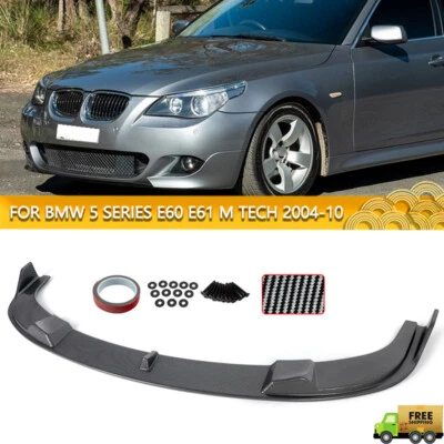 Front Bumper Splitter Lip For BMW 5 Series E60 E61 M Tech 2004-10 Carbon Pattern Foto 1 de 4