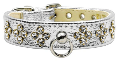 Silver Metallic Tiara Dog Collar Rhinestone Crystal Diamond Jewel Design pattern - Image 1 of 4